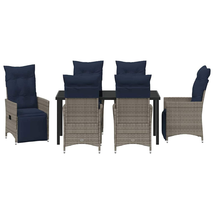 Set de masă și scaune cu pernă 7 pcs Gri Ratan PE - WALTI WALTI