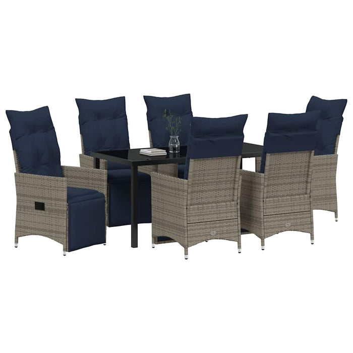 Set de masă și scaune cu pernă 7 pcs Gri Ratan PE - WALTI WALTI