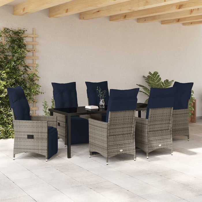 Set de masă și scaune cu pernă 7 pcs Gri Ratan PE - WALTI WALTI