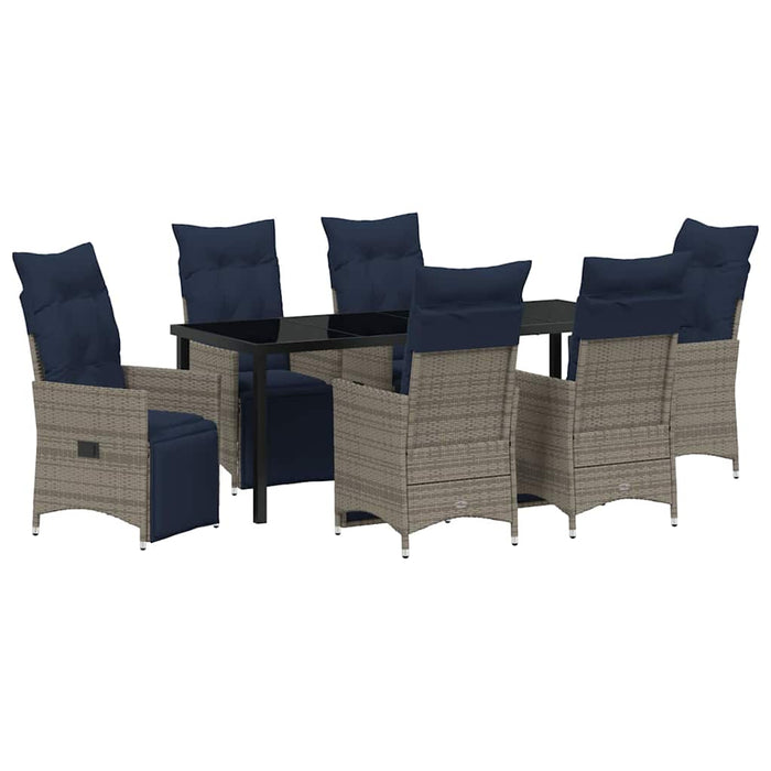 Set de masă și scaune cu pernă 7 pcs Gri Ratan PE - WALTI WALTI