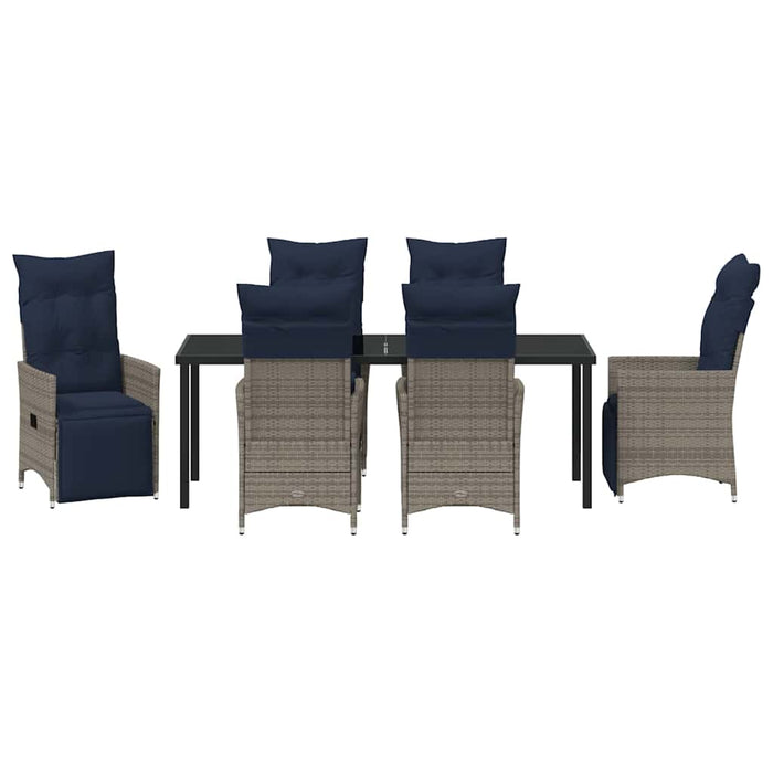 Set de masă și scaune cu pernă 7 pcs Gri Ratan PE - WALTI WALTI
