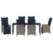 Set de masă și scaune cu pernă 7 pcs Gri Ratan PE - WALTI WALTI