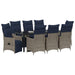 Set de masă și scaune cu pernă 9 pcs Gri Ratan PE - WALTI WALTI