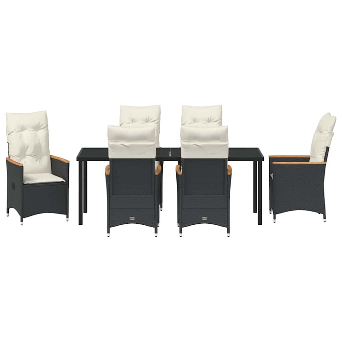 Set de masă pentru grădină cu pernă 7 pcs Negru poliratan - WALTI WALTI