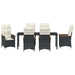 Set de masă pentru grădină cu pernă 7 pcs Negru poliratan - WALTI WALTI