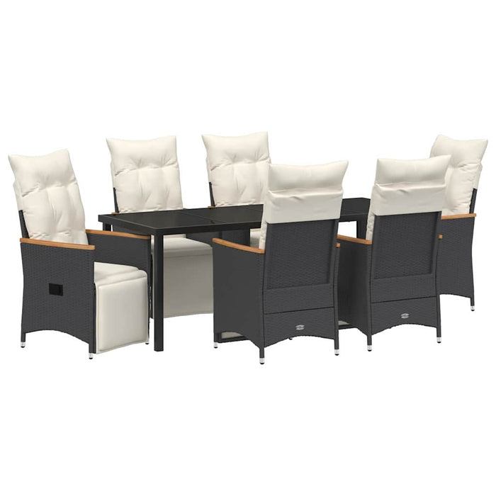 Set de masă pentru grădină cu pernă 7 pcs Negru poliratan - WALTI WALTI