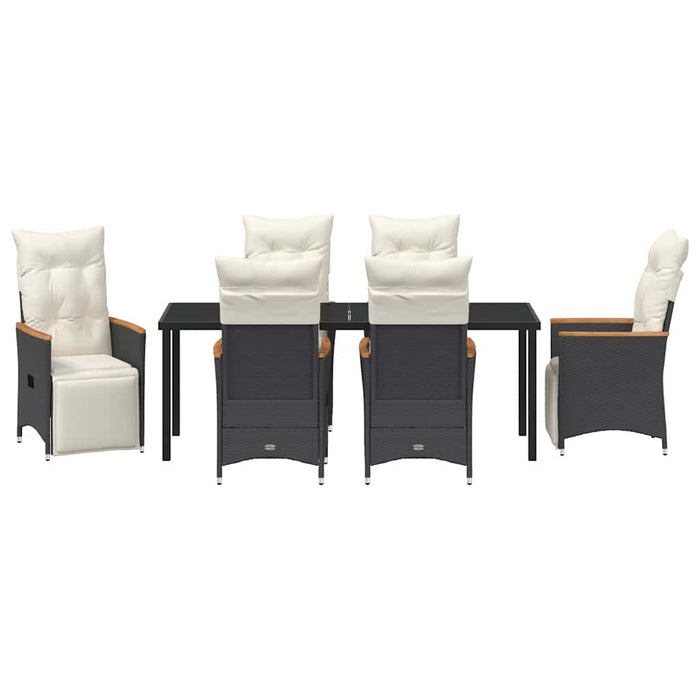 Set de masă pentru grădină cu pernă 7 pcs Negru poliratan - WALTI WALTI