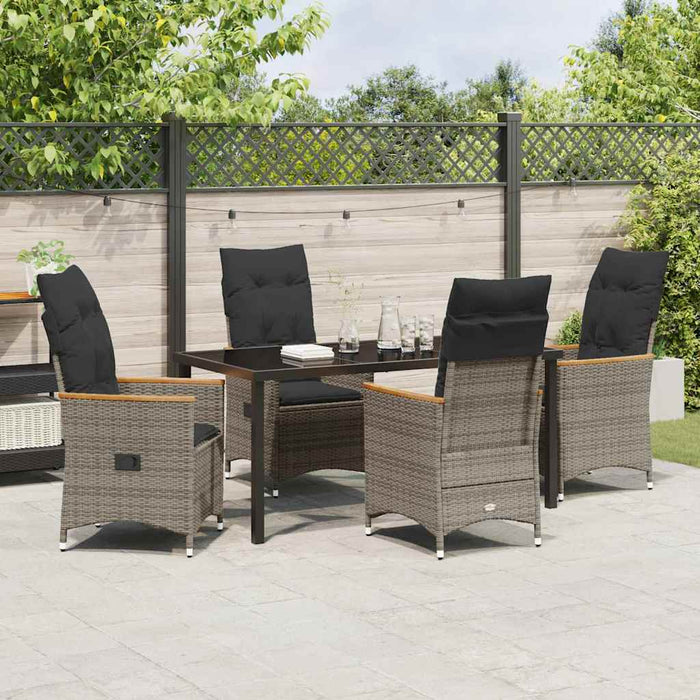 Set de masă pentru grădină cu pernă 5 pcs Gri poliratan - WALTI WALTI