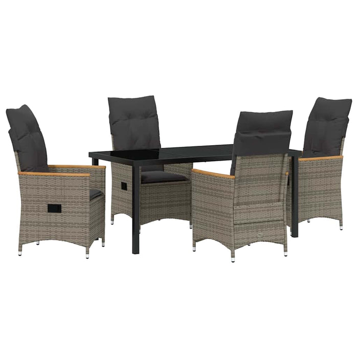 Set de masă pentru grădină cu pernă 5 pcs Gri poliratan - WALTI WALTI