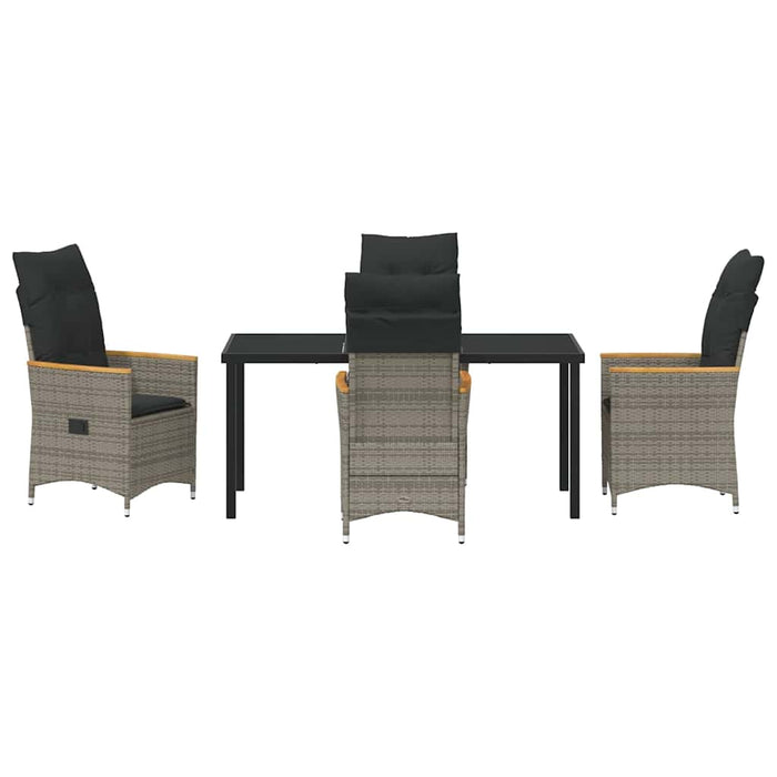 Set de masă pentru grădină cu pernă 5 pcs Gri poliratan - WALTI WALTI