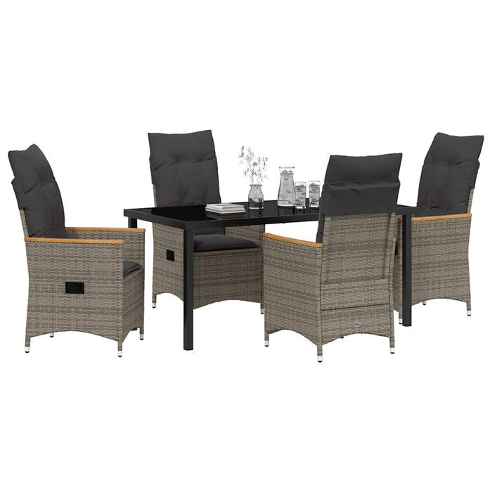 Set de masă pentru grădină cu pernă 5 pcs Gri poliratan - WALTI WALTI