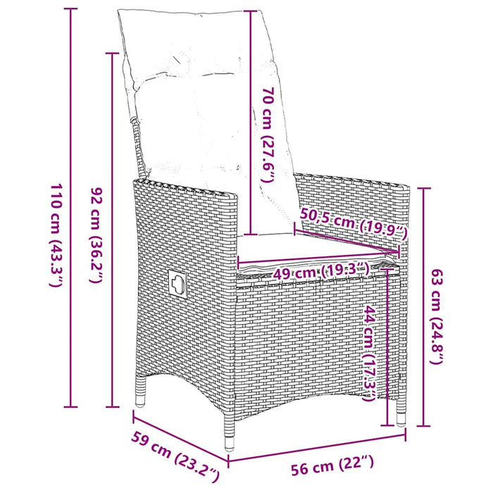 Set de masă pentru grădină cu pernă 5 pcs Gri poliratan - WALTI WALTI