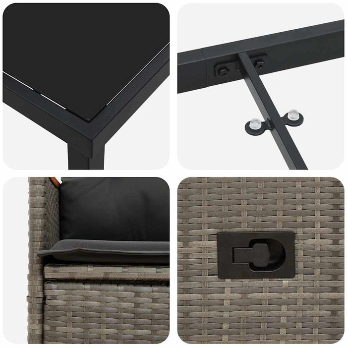 Set de masă pentru grădină cu pernă 7 pcs Gri poliratan - WALTI WALTI