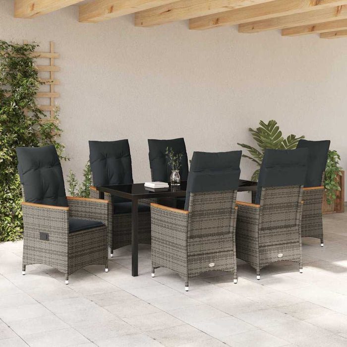 Set de masă pentru grădină cu pernă 7 pcs Gri poliratan - WALTI WALTI