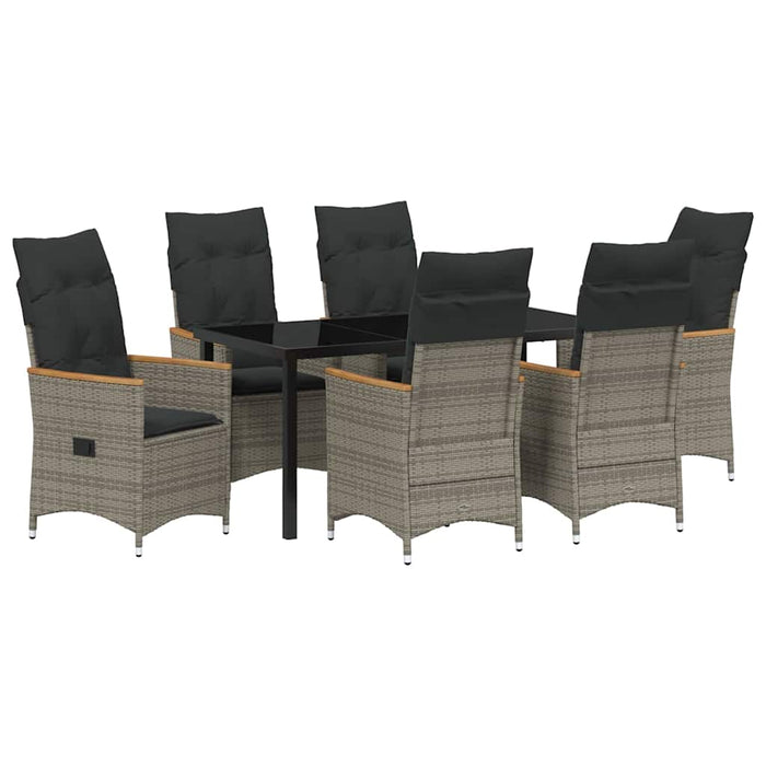 Set de masă pentru grădină cu pernă 7 pcs Gri poliratan - WALTI WALTI