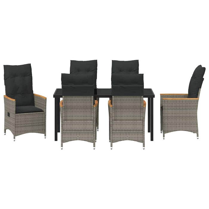 Set de masă pentru grădină cu pernă 7 pcs Gri poliratan - WALTI WALTI