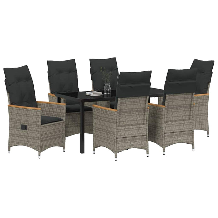 Set de masă pentru grădină cu pernă 7 pcs Gri poliratan - WALTI WALTI