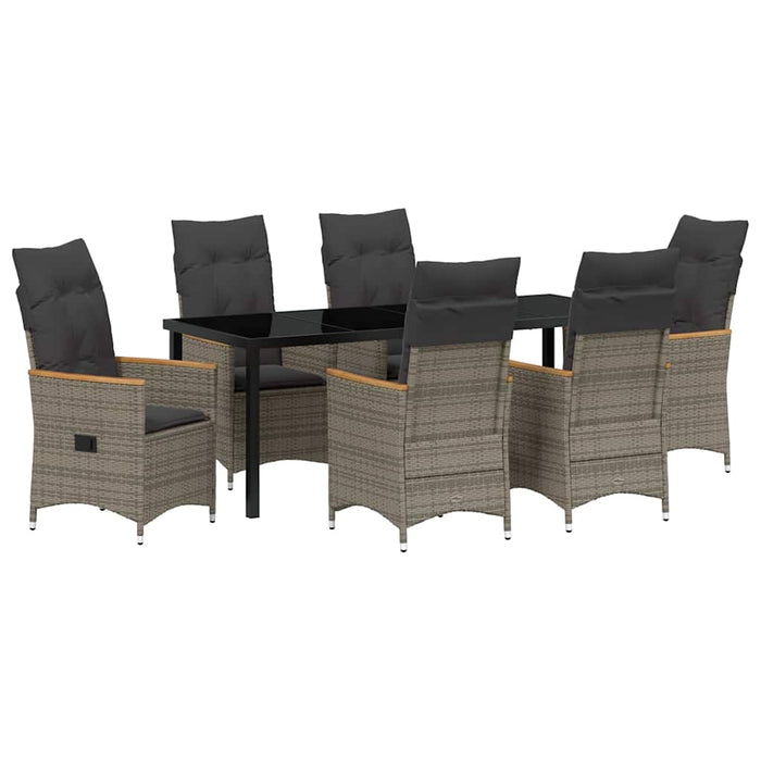 Set de masă pentru grădină cu pernă 7 pcs Gri poliratan - WALTI WALTI