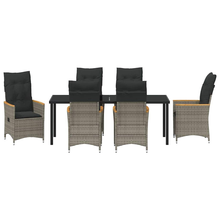 Set de masă pentru grădină cu pernă 7 pcs Gri poliratan - WALTI WALTI