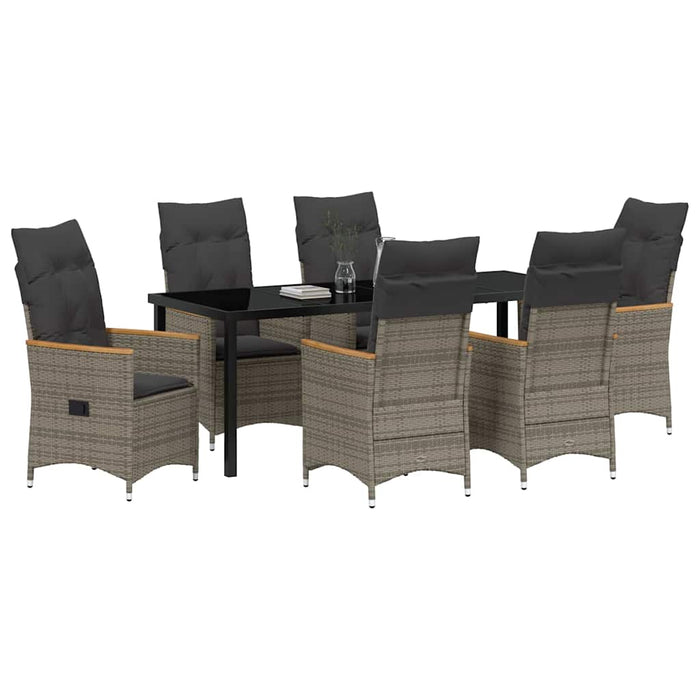 Set de masă pentru grădină cu pernă 7 pcs Gri poliratan - WALTI WALTI