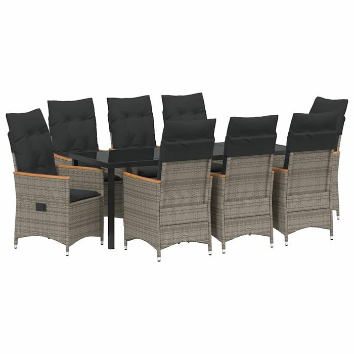Set de masă pentru grădină cu pernă 9 pcs Gri poliratan - WALTI WALTI