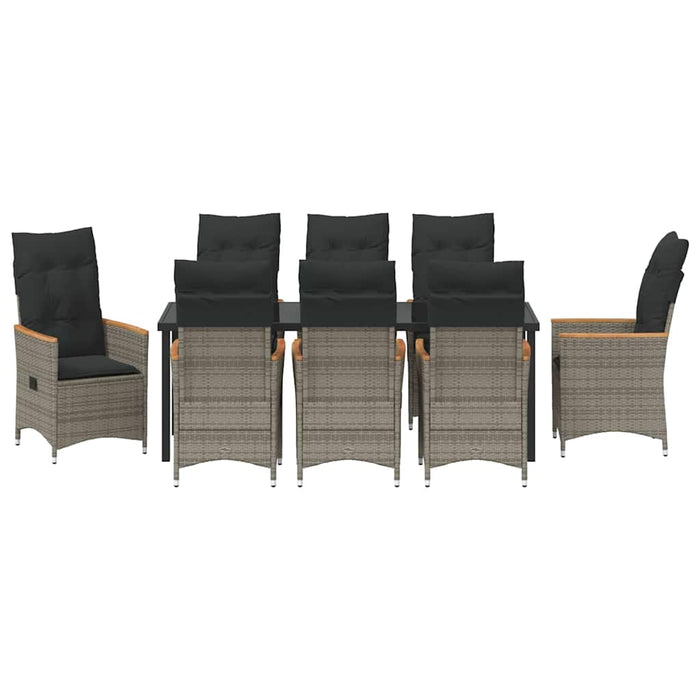 Set de masă pentru grădină cu pernă 9 pcs Gri poliratan - WALTI WALTI
