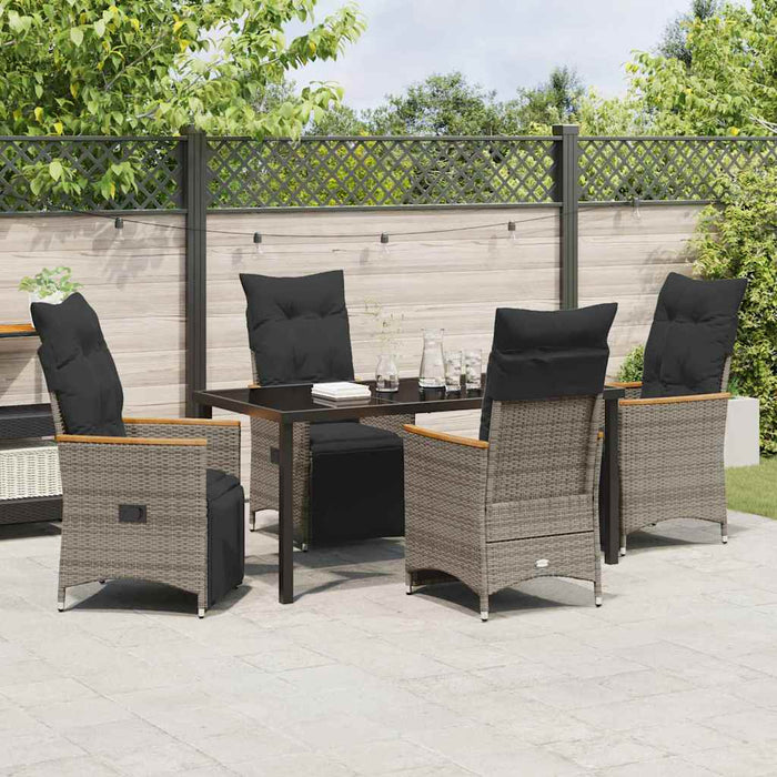 Set de masă pentru grădină cu pernă 5 pcs Gri poliratan - WALTI WALTI