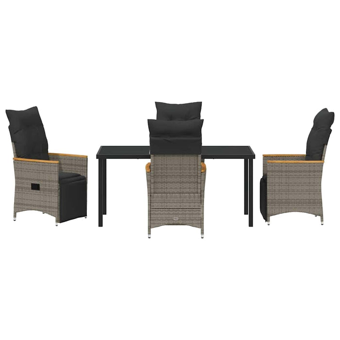 Set de masă pentru grădină cu pernă 5 pcs Gri poliratan - WALTI WALTI