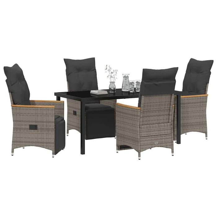 Set de masă pentru grădină cu pernă 5 pcs Gri poliratan - WALTI WALTI
