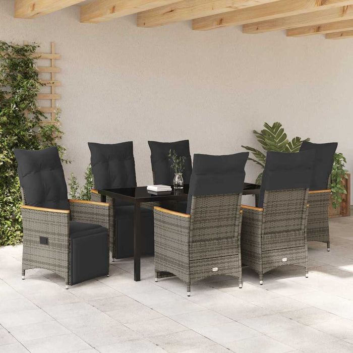 Set de masă pentru grădină cu pernă 7 pcs Gri poliratan - WALTI WALTI