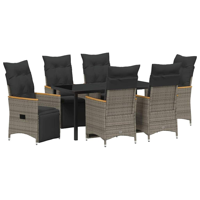 Set de masă pentru grădină cu pernă 7 pcs Gri poliratan - WALTI WALTI
