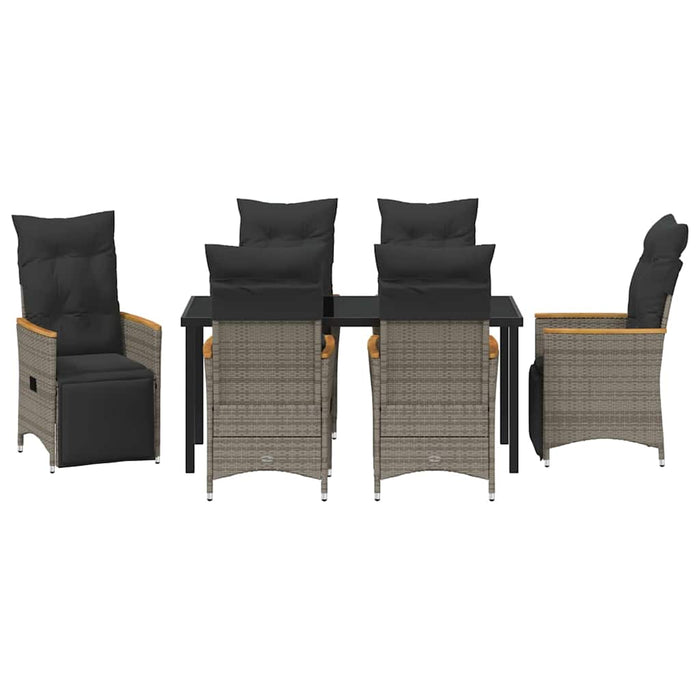 Set de masă pentru grădină cu pernă 7 pcs Gri poliratan - WALTI WALTI