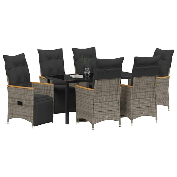 Set de masă pentru grădină cu pernă 7 pcs Gri poliratan - WALTI WALTI