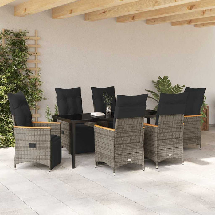 Set de masă pentru grădină cu pernă 7 pcs Gri poliratan - WALTI WALTI