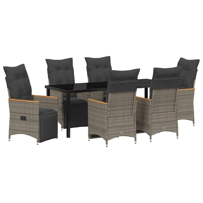 Set de masă pentru grădină cu pernă 7 pcs Gri poliratan - WALTI WALTI