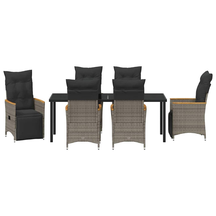 Set de masă pentru grădină cu pernă 7 pcs Gri poliratan - WALTI WALTI