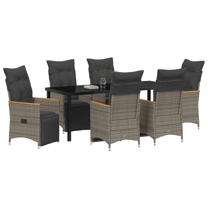 Set de masă pentru grădină cu pernă 7 pcs Gri poliratan - WALTI WALTI