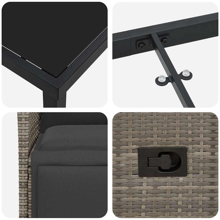 Set de masă pentru grădină cu pernă 9 pcs Gri poliratan - WALTI WALTI