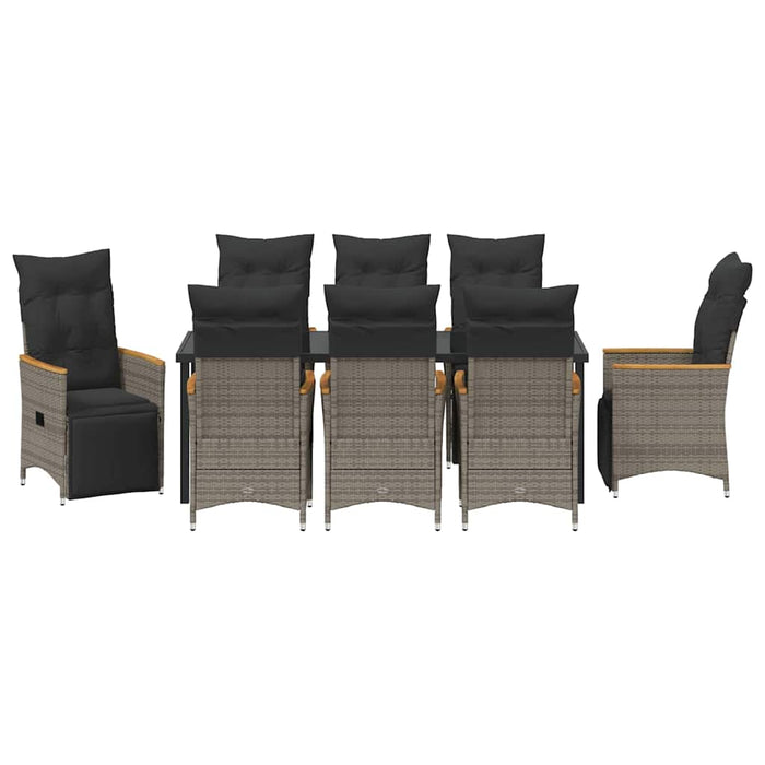 Set de masă pentru grădină cu pernă 9 pcs Gri poliratan - WALTI WALTI
