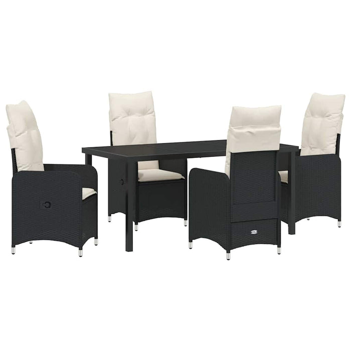 Set de masă pentru grădină cu pernă 5 pcs Negru poliratan - WALTI WALTI