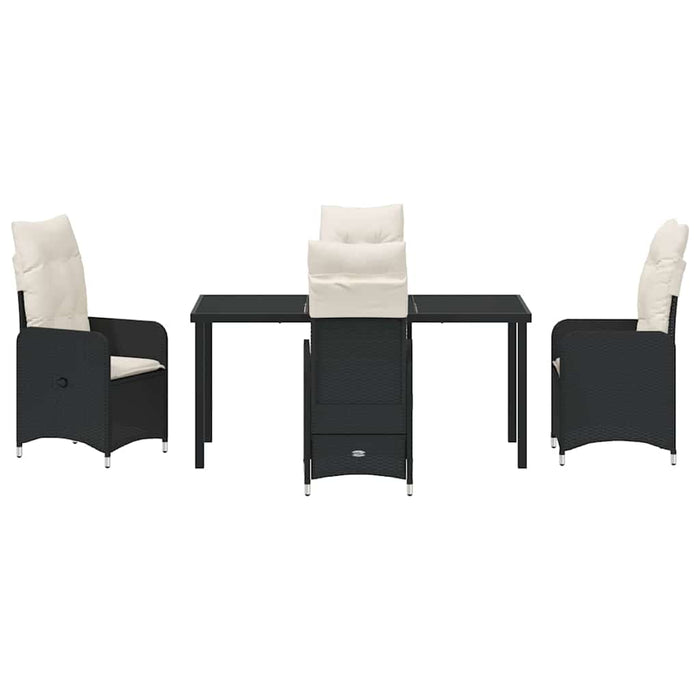 Set de masă pentru grădină cu pernă 5 pcs Negru poliratan - WALTI WALTI