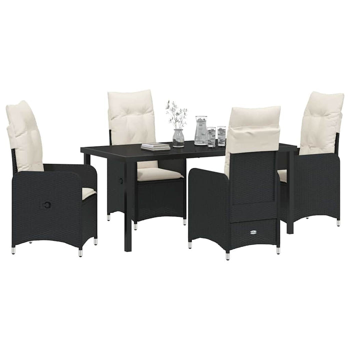Set de masă pentru grădină cu pernă 5 pcs Negru poliratan - WALTI WALTI