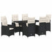 Set de masă pentru grădină cu pernă 7 pcs Negru poliratan - WALTI WALTI