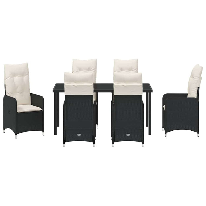 Set de masă pentru grădină cu pernă 7 pcs Negru poliratan - WALTI WALTI