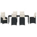 Set de masă pentru grădină cu pernă 7 pcs Negru poliratan - WALTI WALTI