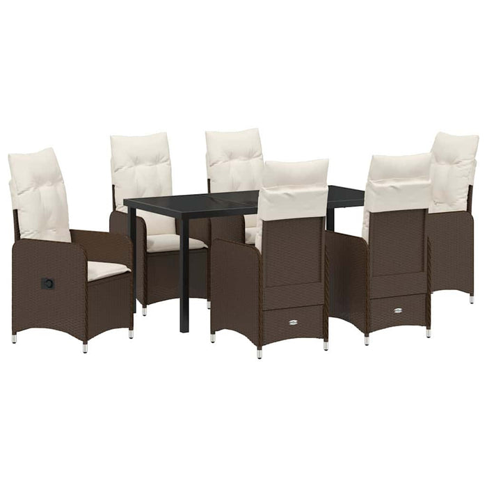 Set de masă pentru grădină cu pernă 7 pcs Maro poliratan - WALTI WALTI