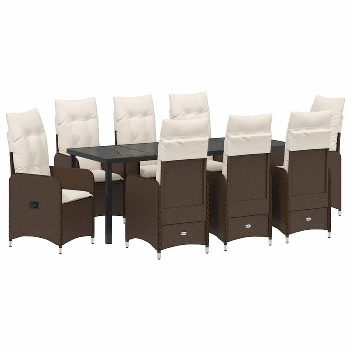Set de masă pentru grădină cu pernă 9 pcs Maro poliratan - WALTI WALTI