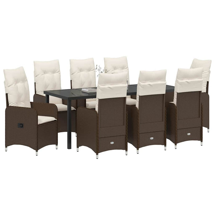 Set de masă pentru grădină cu pernă 9 pcs Maro poliratan - WALTI WALTI