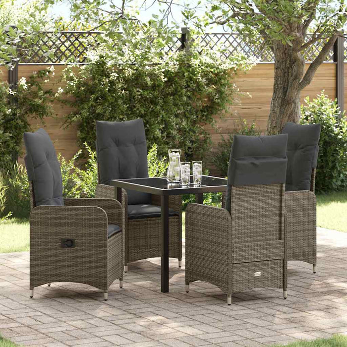 Set de masă pentru grădină cu pernă 5 pcs Gri Rattan poli - WALTI WALTI