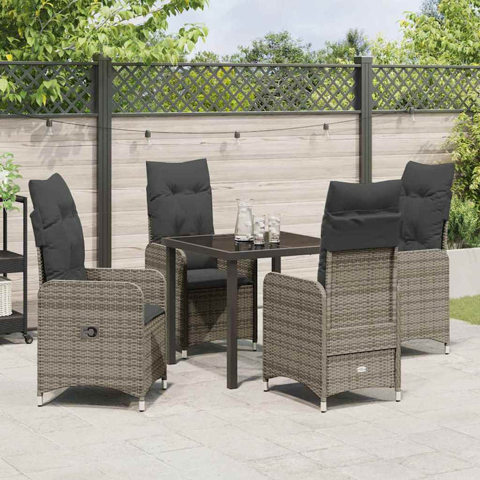 Set de masă pentru grădină cu pernă 5 pcs Gri Rattan poli - WALTI WALTI